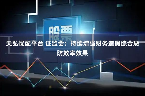天弘忧配平台 证监会：持续增强财务造假综合惩防效率效果